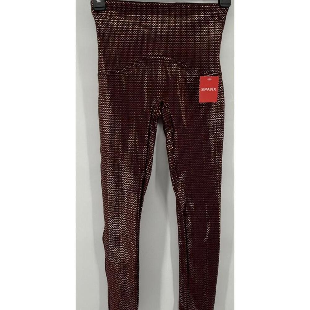 SPANX Women's Dark Red Patterned Leggings